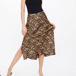 Zara leopard-print Satin Midi Skirt